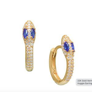 Gabi Rielle 22k gold vermeil and CZ snake huggie earrings